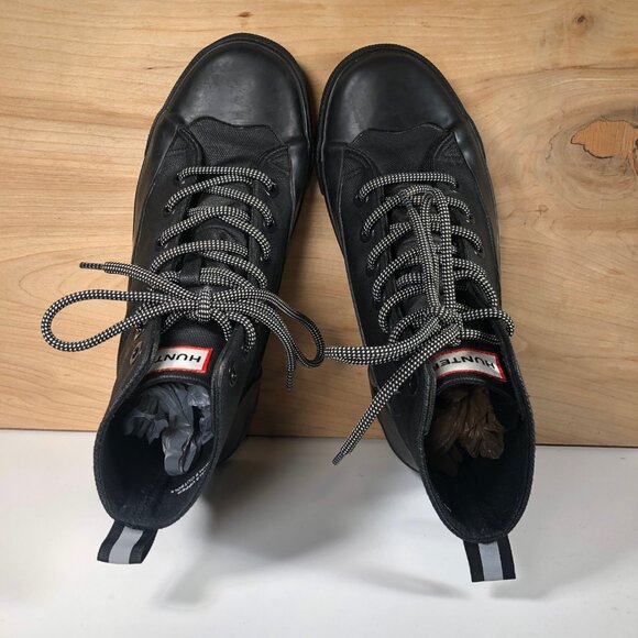 Hunter Unisex Target Dipped Canvas High-Top Sneakers Black&Black Size M6/W8 - Picture 6 of 9